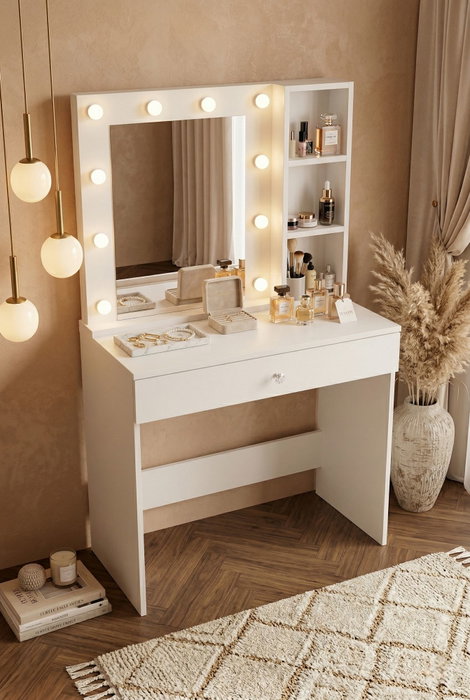 Hanah Home Monroe - MO3-W Mesa de Maquillaje Blanca